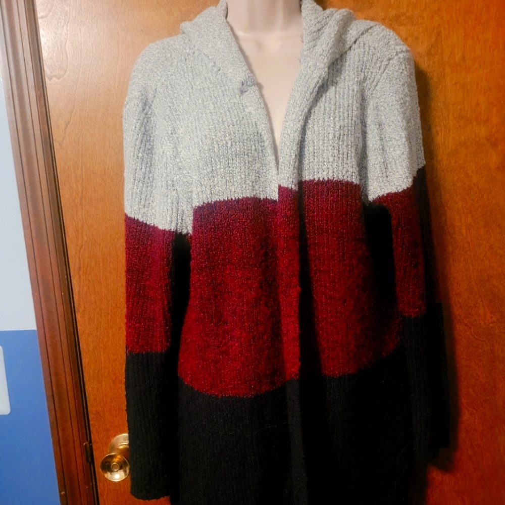 Plus Block Color Cardigan